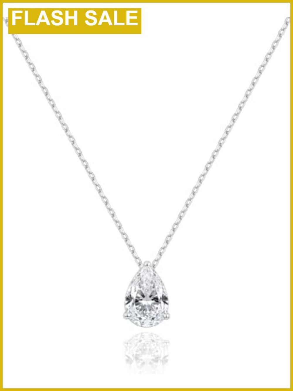 14K Gold Plated Teardrop CZ Pendant Necklace Dainty Chain